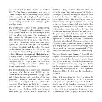 CD György Ligeti: Solo Cello Portrait