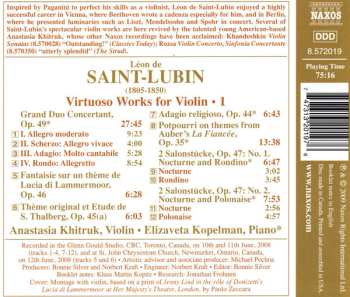 CD Anastasia Khitruk: Saint-Lubin: Virtuoso Works for Violin Volume 1