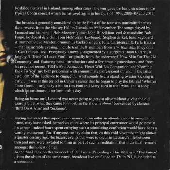 CD Leonard Cohen: Back In The Motherland (The 1988 Toronto Broadcast)