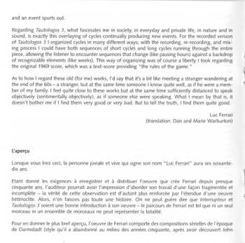 CD Luc Ferrari: Interrupteur / Tautologos 3