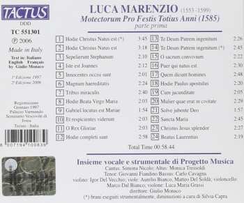 CD Luca Marenzio: Motectorum Pro Festis Totius Anni 1585