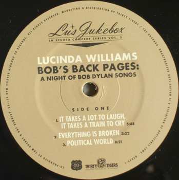 2LP Lucinda Williams: Bob's Back Pages: A Night Of Bob Dylan Songs