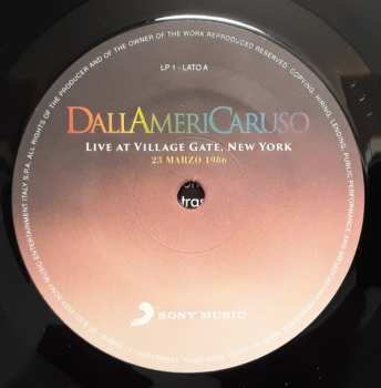 2LP Lucio Dalla: Dallamericaruso Live At Village Gate , New York 23 Marzo 1986 LTD