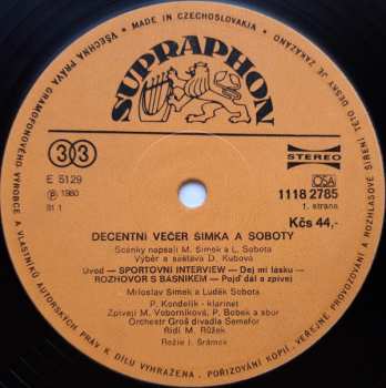 LP Miloslav Šimek: Decentní Večer Šimka & Soboty