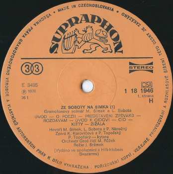 LP Miloslav Šimek: Ze Soboty Na Šimka 1