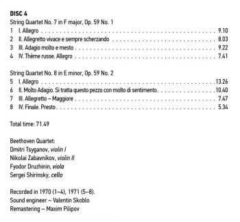 8CD/Caja Ludwig van Beethoven: Ludwig Van Beethoven Quartets Performed By Beethoven Quartet