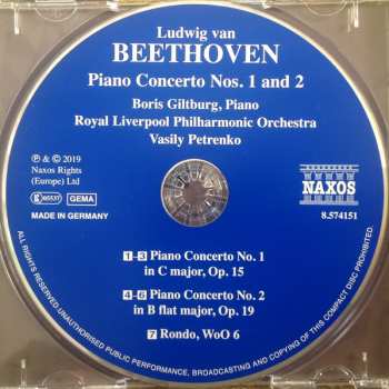CD Ludwig van Beethoven: Piano Concertos Nos. 1 And 2 / Rondo, Wo0 6