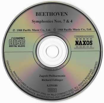 CD Ludwig van Beethoven: Symphonies Nos. 7 & 4