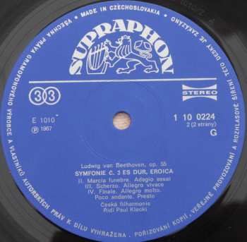 LP The Czech Philharmonic Orchestra: Symfonie Č. 3 Es Dur, Eroica, Op. 55 (73 1)
