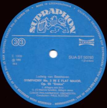 LP The Czech Philharmonic Orchestra: Symphony No. 3 Eroica (78 1)