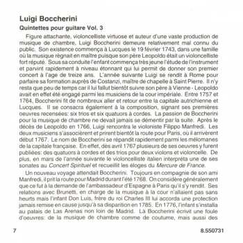 CD Luigi Boccherini: Guitar Quintets Vol. 3