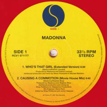 LP Madonna: Who's That Girl (Super Club Mix) LTD | CLR