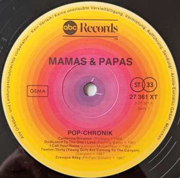 2LP The Mamas & The Papas: Pop Chronik