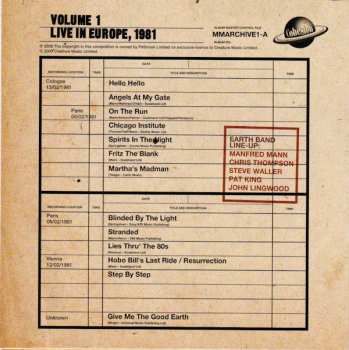 5CD/Caja Manfred Mann's Earth Band: Bootleg Archives Volumes 1-5