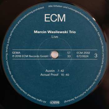 2LP Marcin Wasilewski Trio: Live