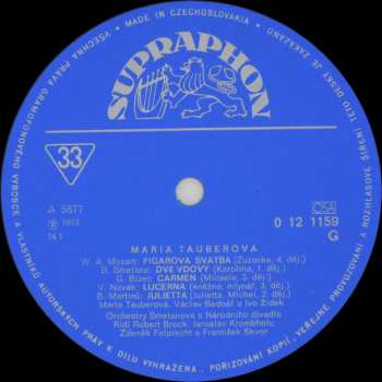 LP Mária Tauberová: Operní Recitál