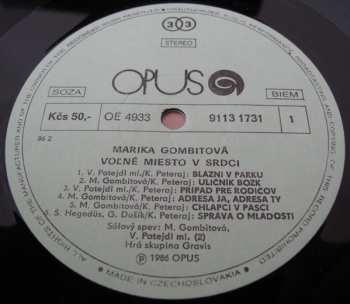 LP Marika Gombitová: Voľné Miesto V Srdci