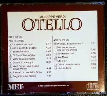 2CD Giuseppe Verdi: Otello - Metropolitan Opera Historic Broadcast Recording March 8, 1958