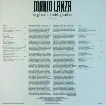 LP Mario Lanza: Mario Lanza Singt Seine Lieblingsarien