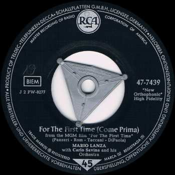 SP Mario Lanza: O Sole Mio / For The First Time (Come Prima)