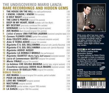 CD Mario Lanza: The Undiscovered Mario Lanza: Rare Recordings And Hidden Gems