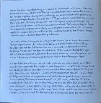 CD Martin Stadtfeld: Homage To Bach