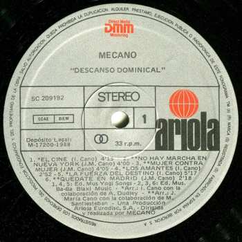 LP Mecano: Descanso Dominical