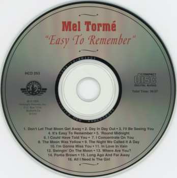 CD Mel Tormé: Easy To Remember