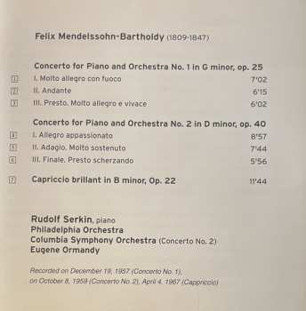 CD Felix Mendelssohn-Bartholdy: Piano Concerto Nos. 1 & 2 / Capriccio Brillant