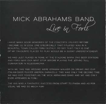 CD Mick Abrahams Band: Live In Forli