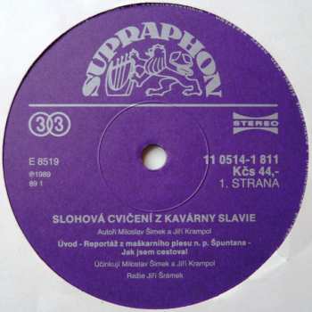 LP Miloslav Šimek: Slohová Cvičení Z Kavárny Slávie