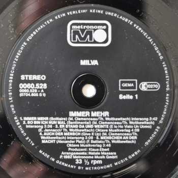 LP Milva: Immer Mehr