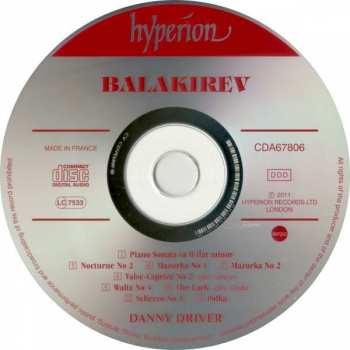 CD Mily Balakirev: Piano Sonata & Other Works