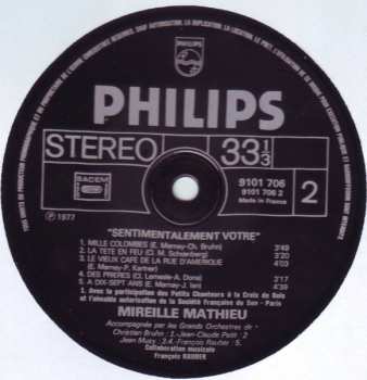 LP Mireille Mathieu: Sentimentalement Vôtre