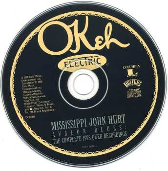 CD Mississippi John Hurt: Avalon Blues: The Complete 1928 Okeh Recordings