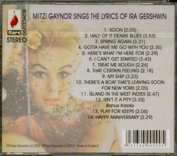 CD Mitzi Gaynor: Sings The Lyrics Of Ira Gershwin