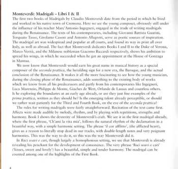 2CD Claudio Monteverdi: Madrigali - Libri I & II
