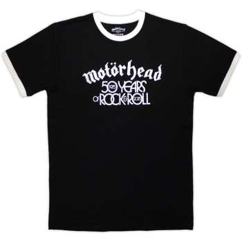 Mercancía Motörhead: Motorhead Unisex Ringer T-shirt: 50 Years Text Lock Up Ringer (black) (small) S