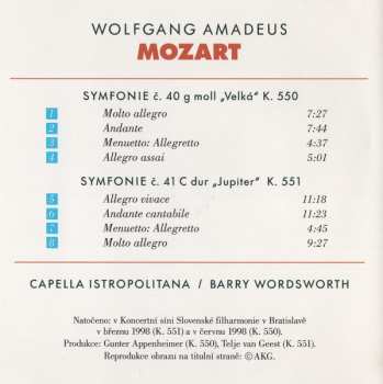 CD Wolfgang Amadeus Mozart: Symfonie Č. 40 G Moll „Velká“ / Symfonie Č. 41 C Dur „Jupiter“
