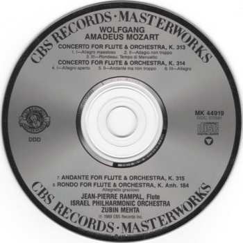 CD Wolfgang Amadeus Mozart: Flute Concertos, K. 313 & 314 · Andante, K. 315 · Rondo, K. Anh. 184