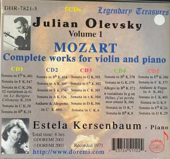 5CD/Caja Wolfgang Amadeus Mozart: Vol. 1 : Complete works For Violin And Piano