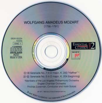 2CD Wolfgang Amadeus Mozart: Famous Serenades Nos. 4, 5, & 7 "Haffner" / Two Marches