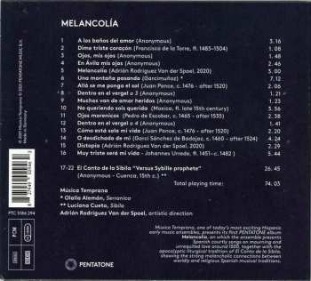 CD Música Temprana: Melancolía