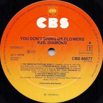 LP Neil Diamond: You Don't Bring Me Flowers