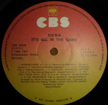 LP Nena: It's All In The Game