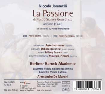 2CD Alessandro De Marchi: La Passione di Nostro Signore Gesù Cristo (Oratorio 1749)