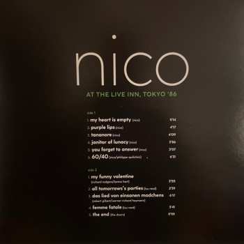 LP Nico: At The Live Inn, Tokyo '86 CLR