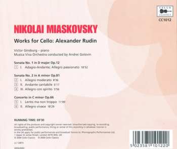 CD Alexander Rudin: Nikolai Miaskovsky - Works For Cello   