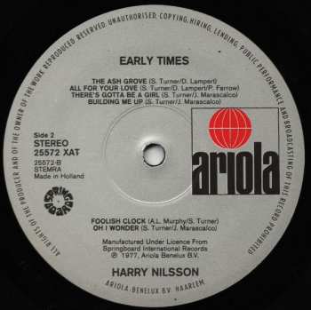 LP Harry Nilsson: Early Tymes