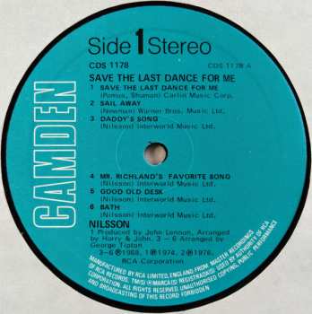 LP Harry Nilsson: Save The Last Dance For Me